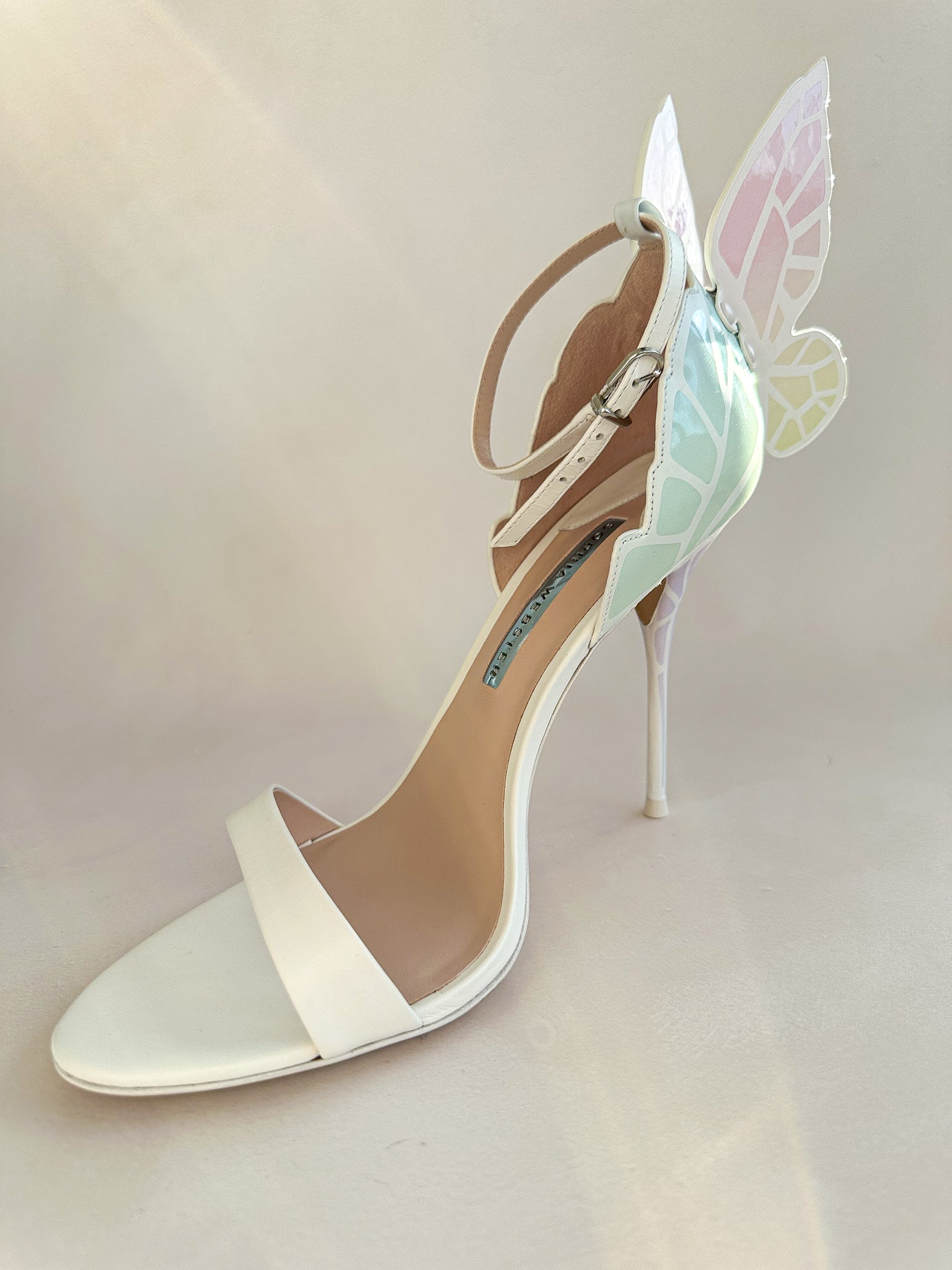 Sophia Webster Butterfly Soft Pastel Gradient Off-White Chiara Heeled Sandals