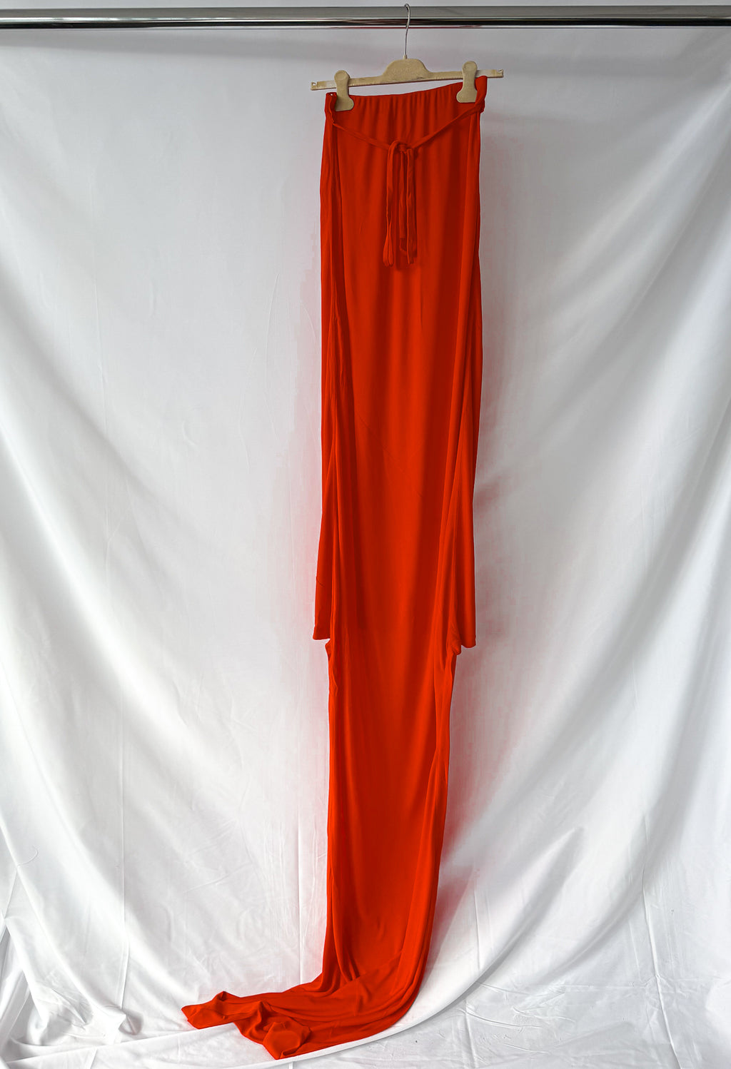 Marni Orange Red High Low Crepe Jersey Maxi Skirt