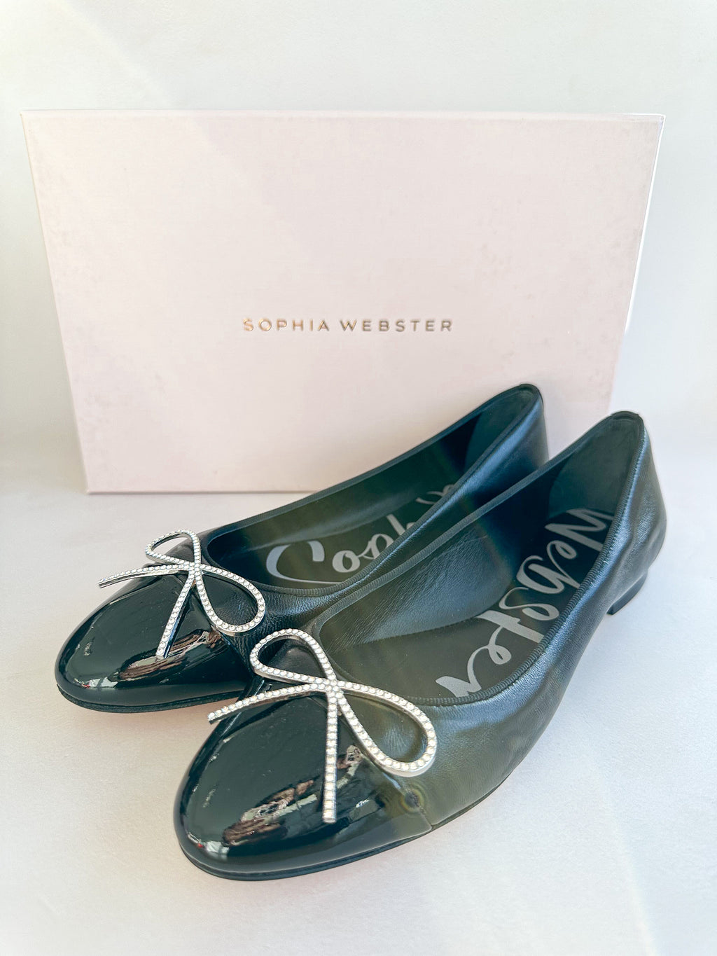 Sophia Webster Black Pirouette Bow Embellished Pump Flats