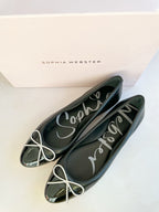 Sophia Webster Black Pirouette Bow Embellished Pump Flats