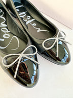 Sophia Webster Black Pirouette Bow Embellished Pump Flats