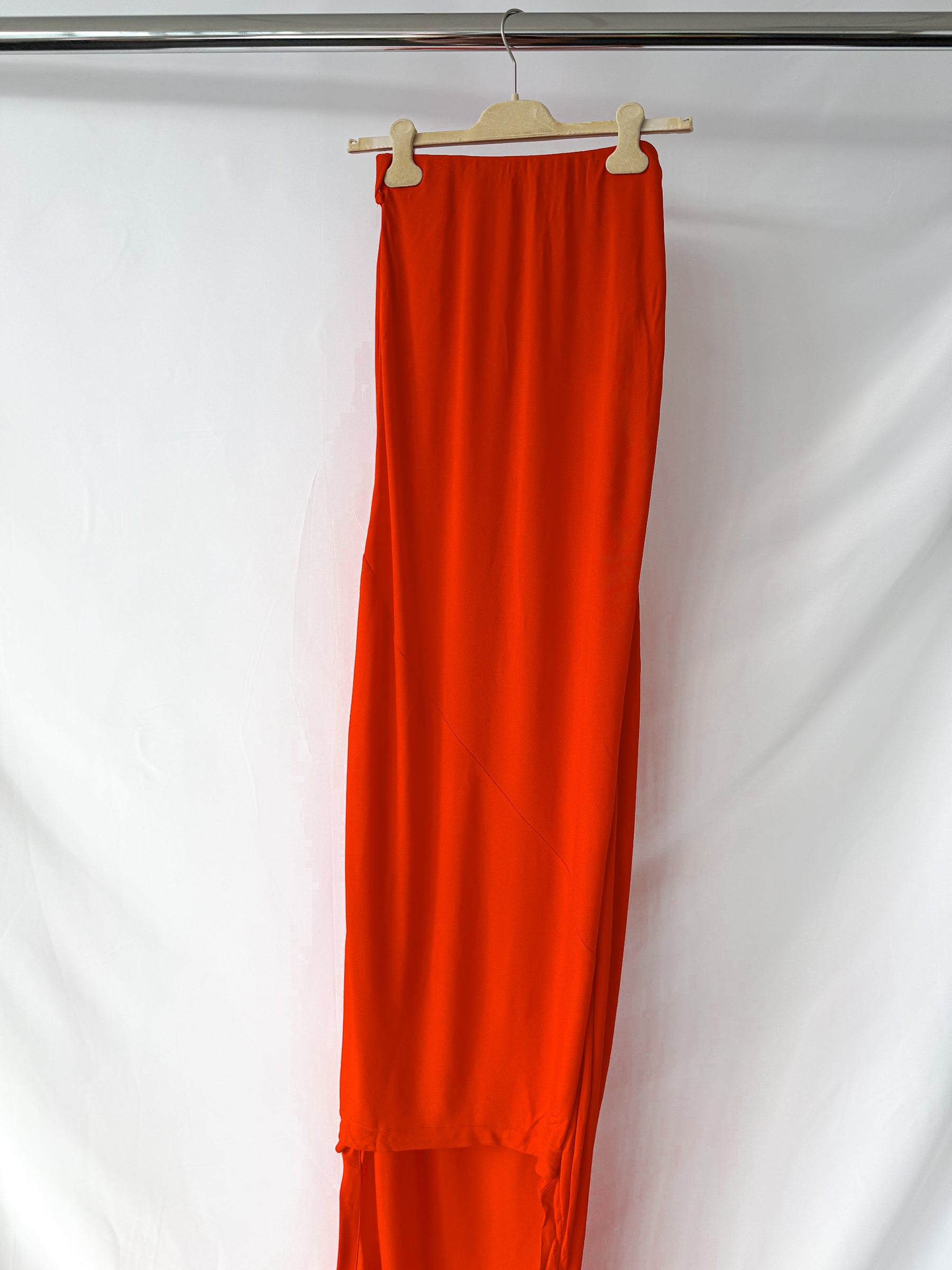 Marni Orange Red High Low Crepe Jersey Maxi Skirt