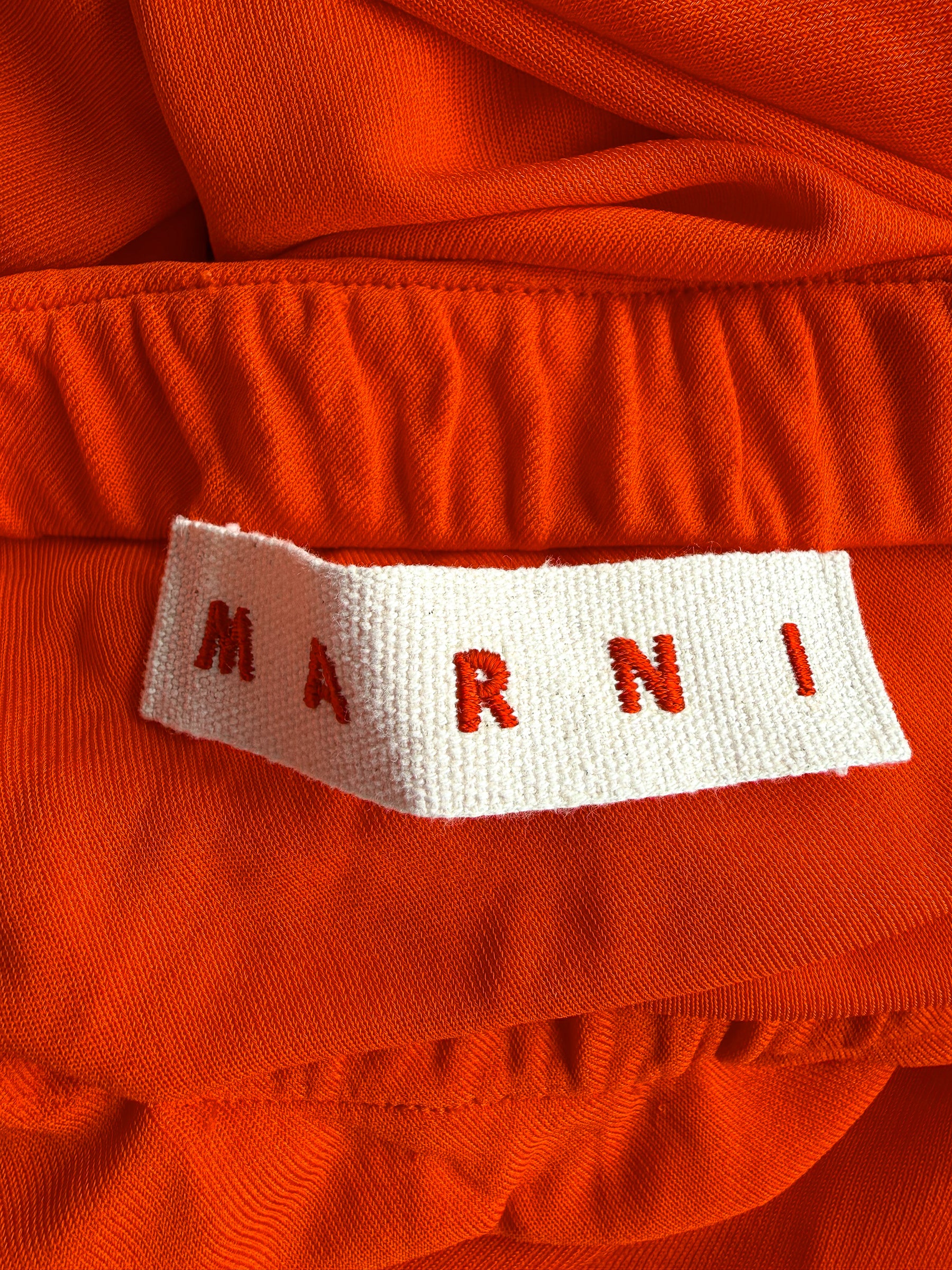 Marni Orange Red High Low Crepe Jersey Maxi Skirt