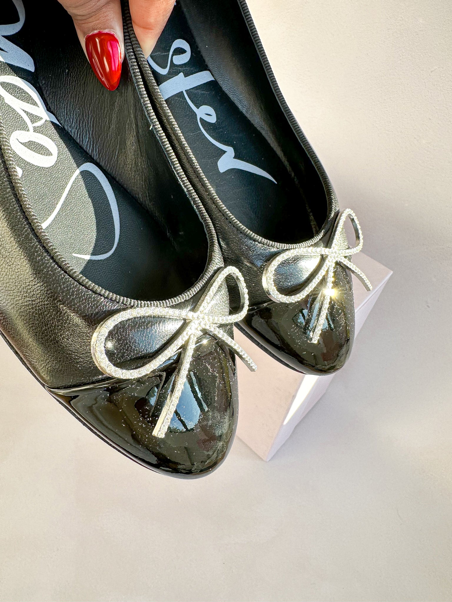 Sophia Webster Black Pirouette Bow Embellished Pump Flats