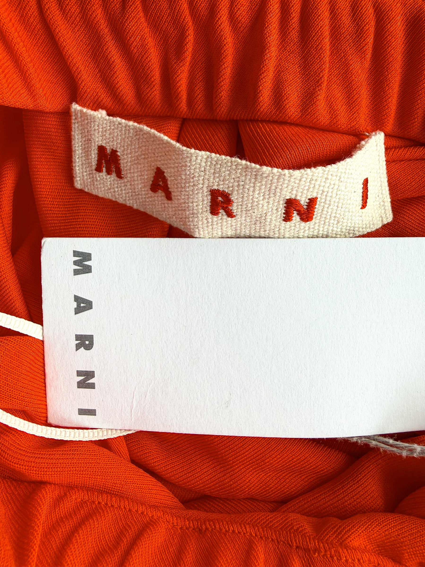 Marni Orange Red High Low Crepe Jersey Maxi Skirt