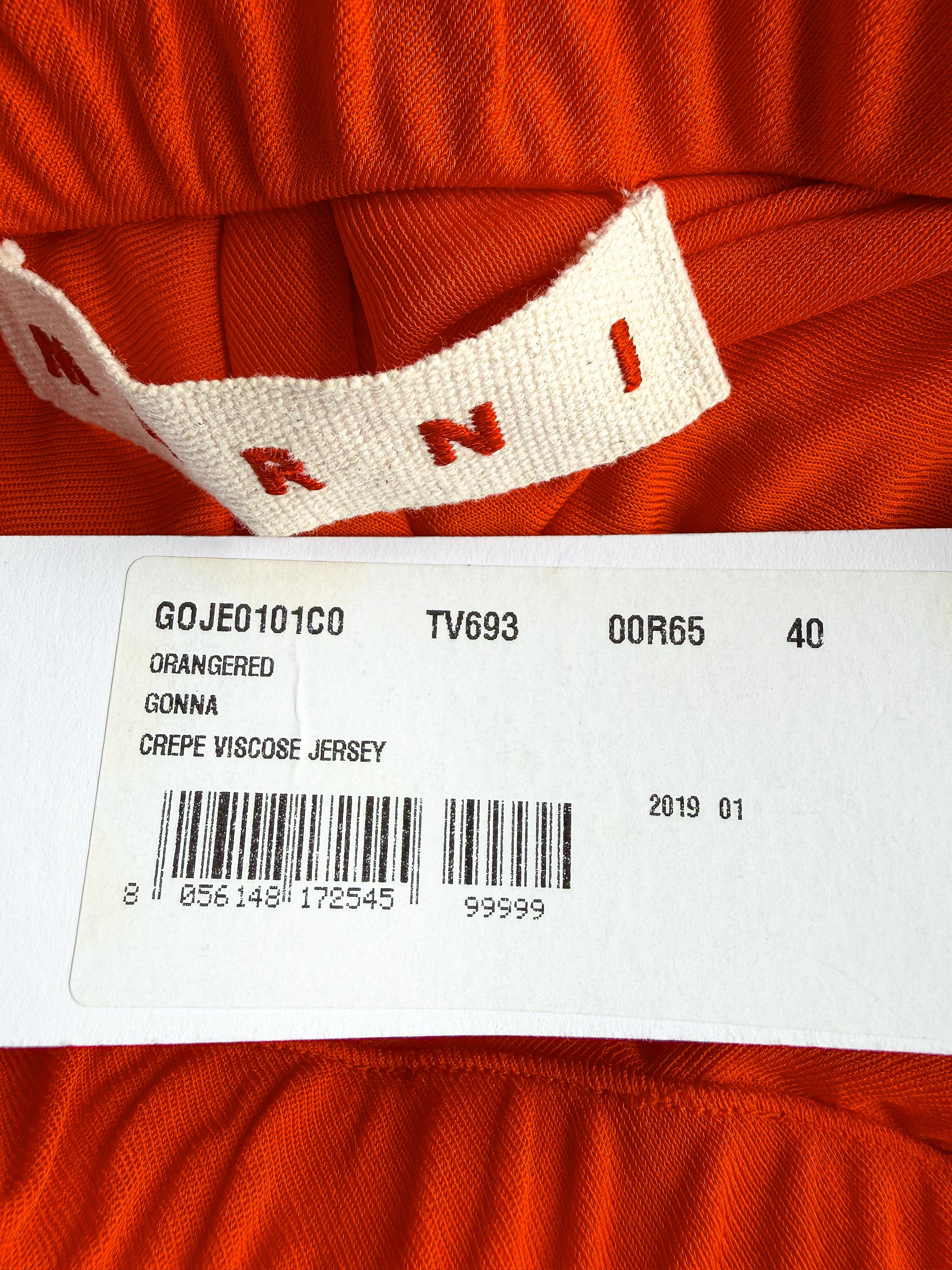 Marni Orange Red High Low Crepe Jersey Maxi Skirt