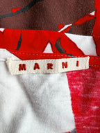 Marni Leaf Print Red White Sequin Detail T-Shirt