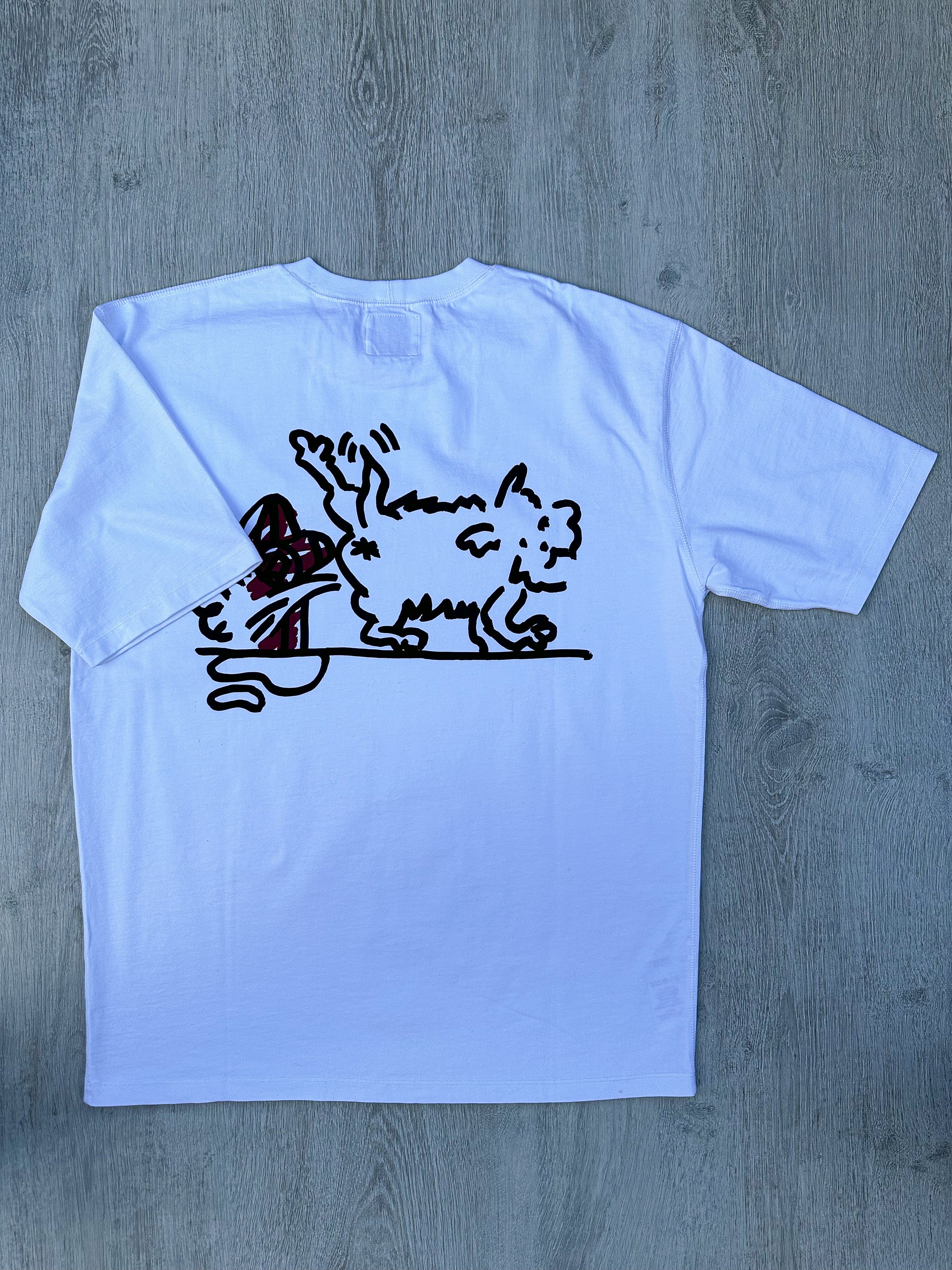 Drake's X Throwing Fits White Print Tee Shirt - House Of Huntington