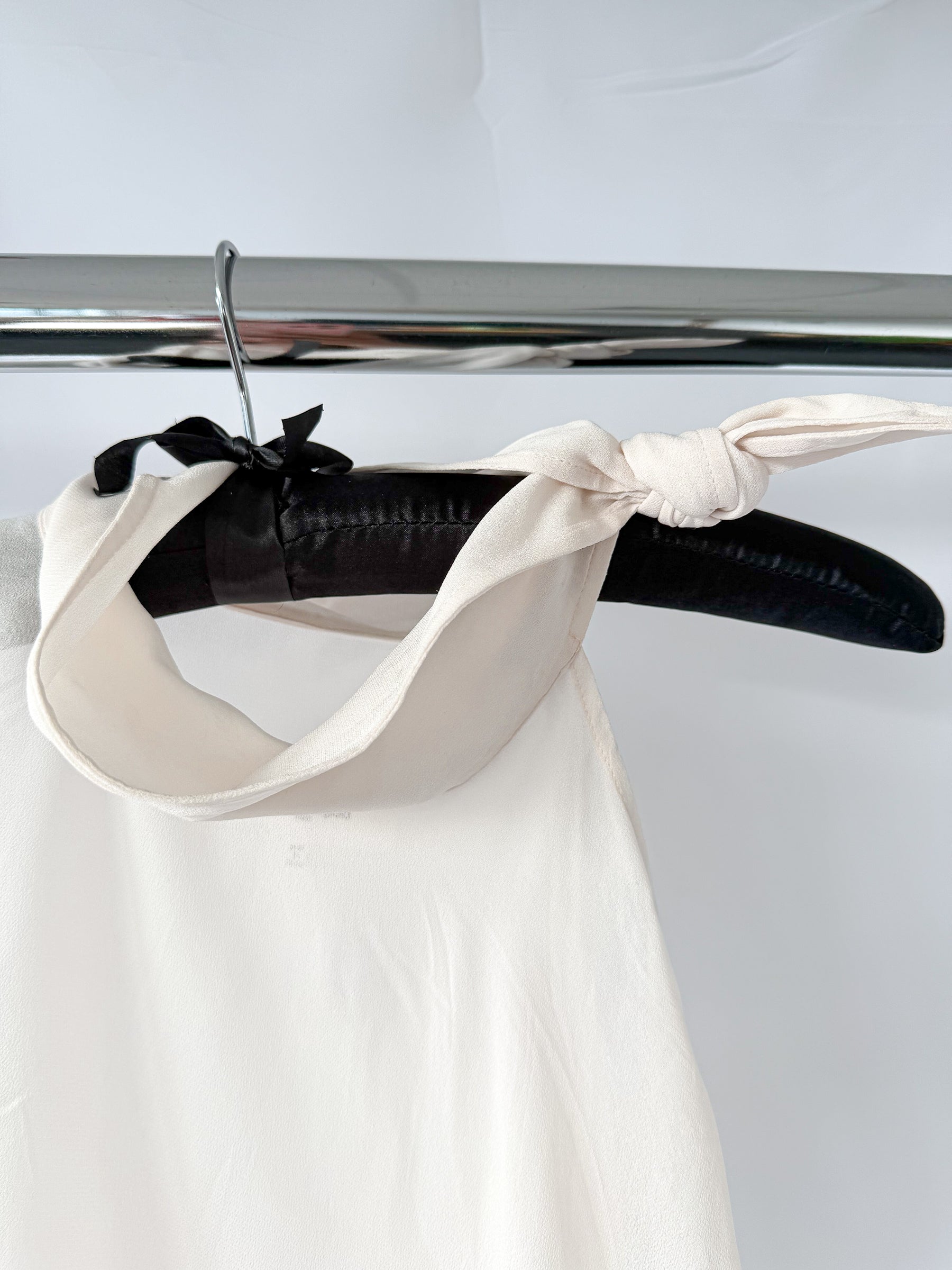 MM6 By Maison Margiela One Sleeve Collared Tie-Up Sheer Cream Blouse