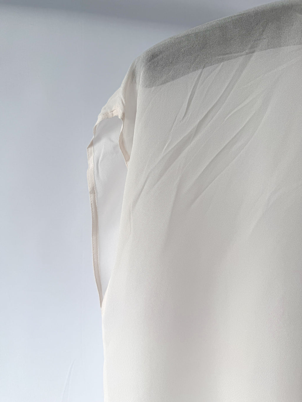 MM6 By Maison Margiela One Sleeve Collared Tie-Up Sheer Cream Blouse