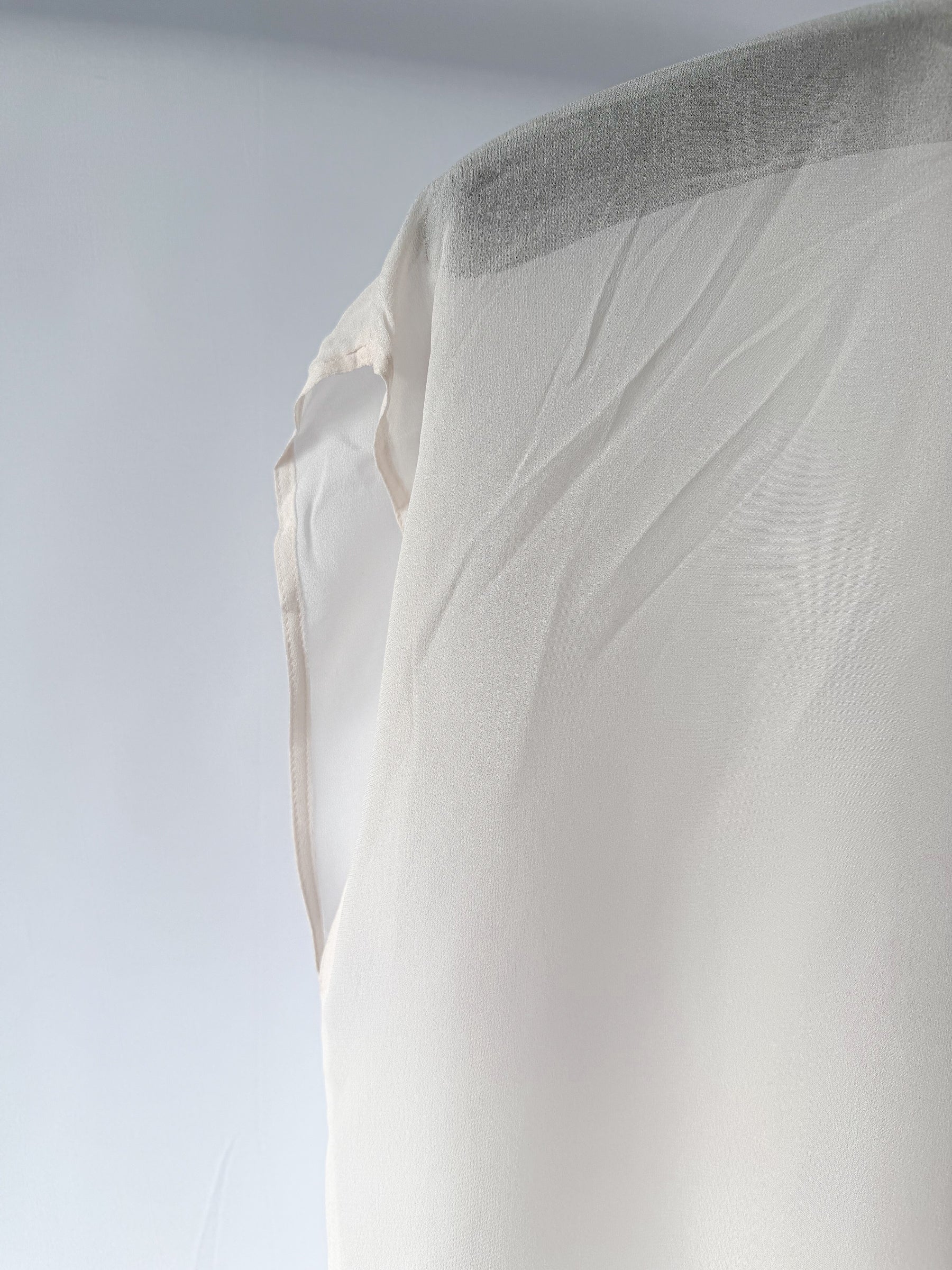 MM6 By Maison Margiela One Sleeve Collared Tie-Up Sheer Cream Blouse