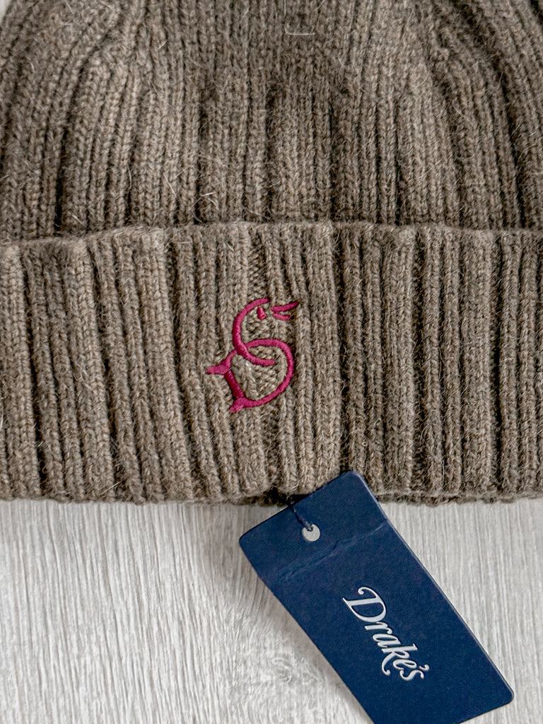 Drake's Olive Green Lambswool Angora Beanie Hat - House Of Huntington