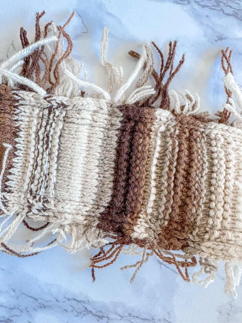 Chloe Jorge Striped Fringed Boho Cashmere Woven Bucket Tote Bag
