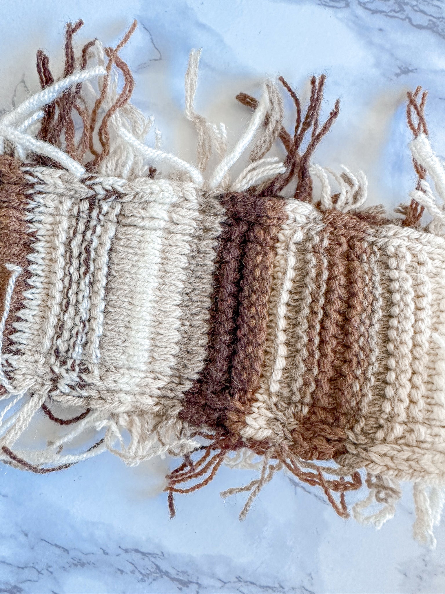 Chloe Jorge Striped Fringed Boho Cashmere Woven Bucket Tote Bag