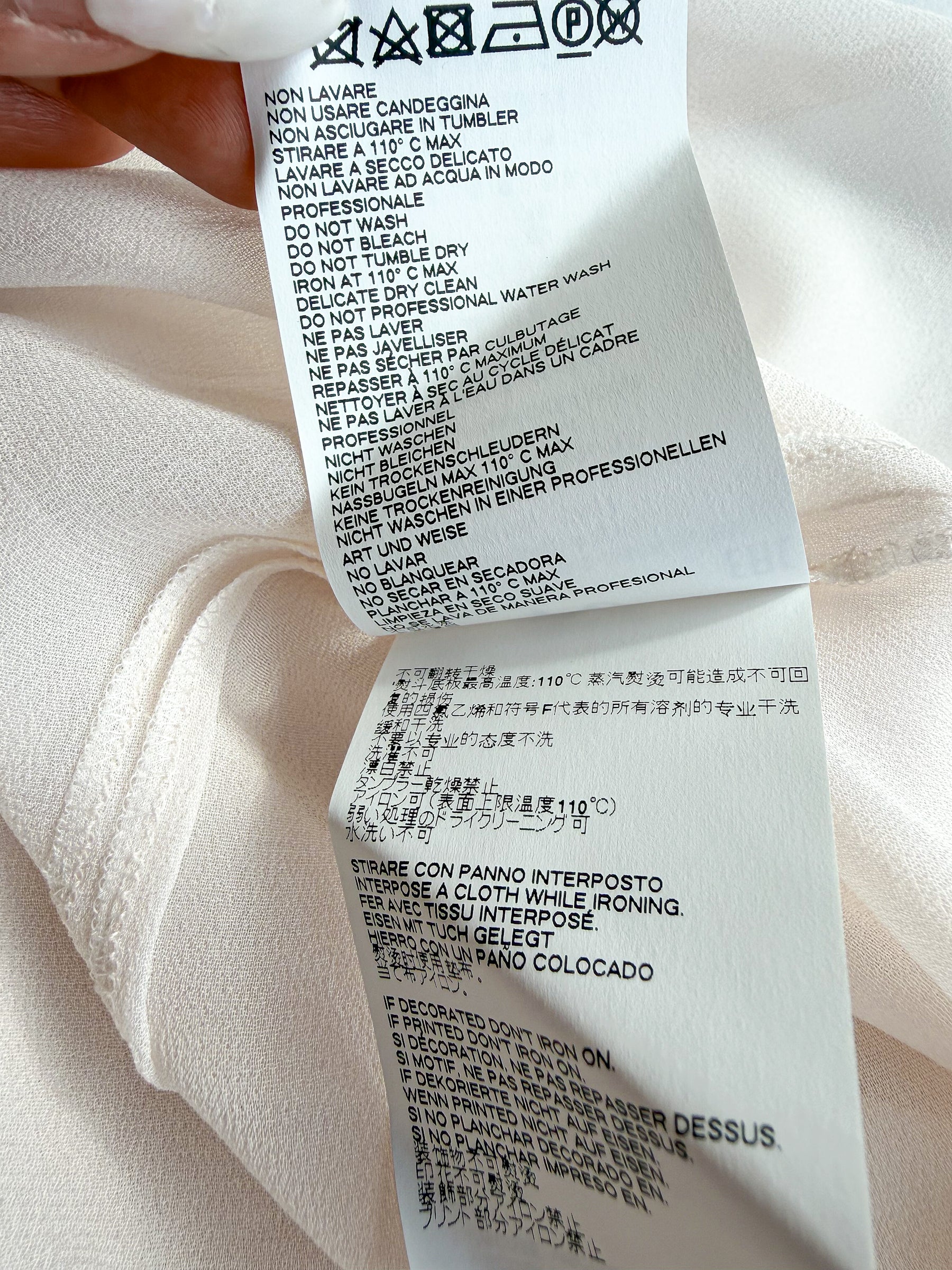 MM6 By Maison Margiela One Sleeve Collared Tie-Up Sheer Cream Blouse