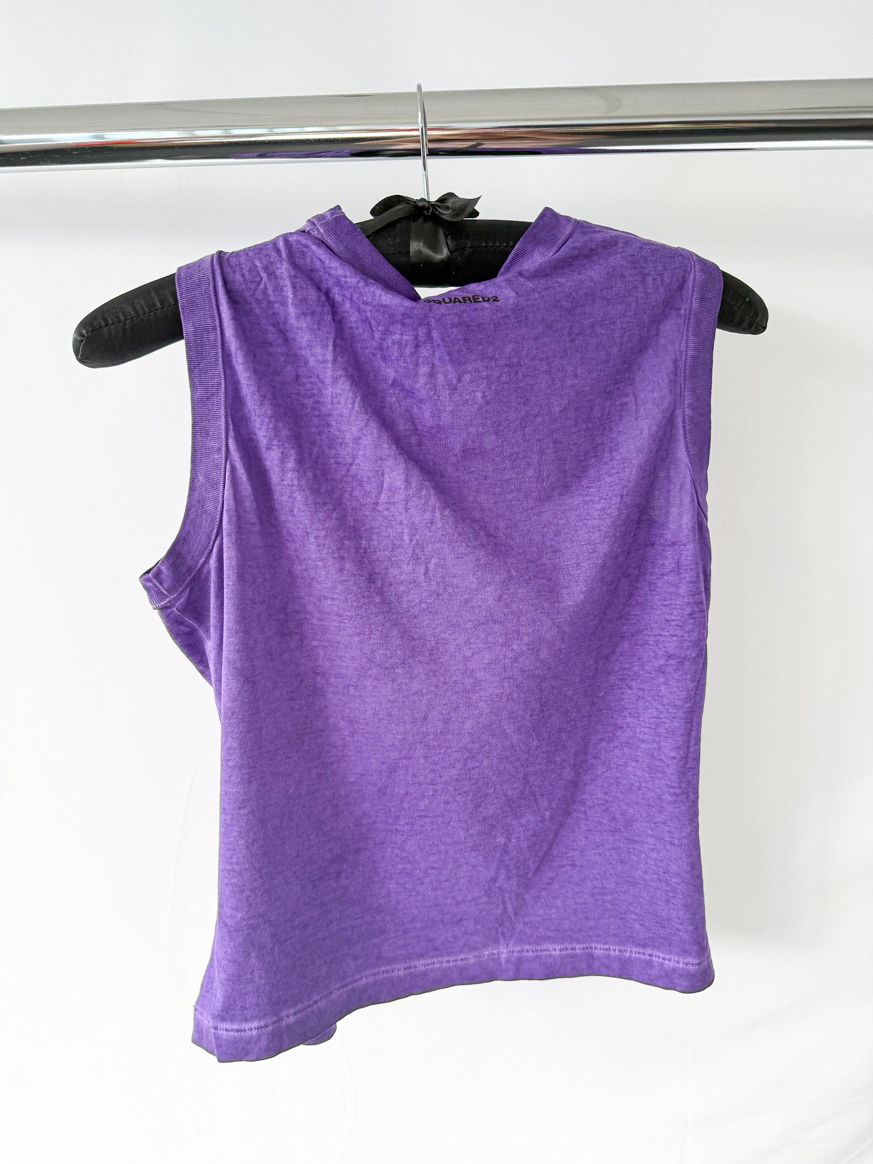 Dsquared2 Purple Ruched Gathered Drawstring Detail Top