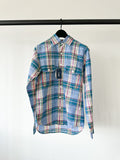 Drake's Linen Cotton Blue Checked Shirt - House Of Huntington