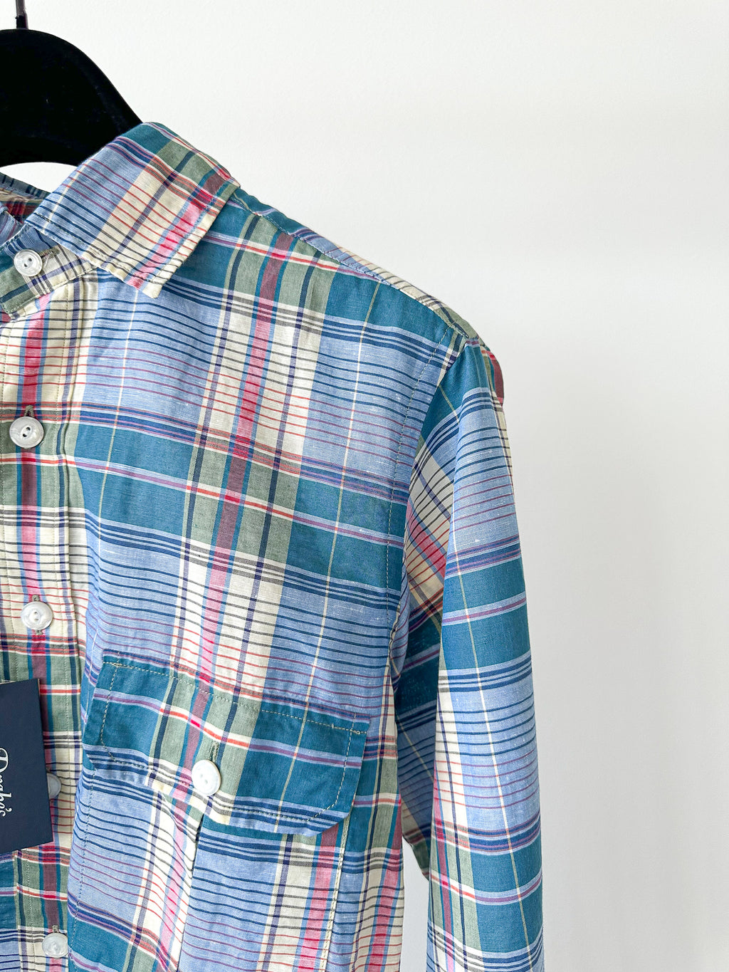Drake's Linen Cotton Blue Checked Shirt - House Of Huntington
