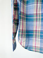 Drake's Linen Cotton Blue Checked Shirt - House Of Huntington