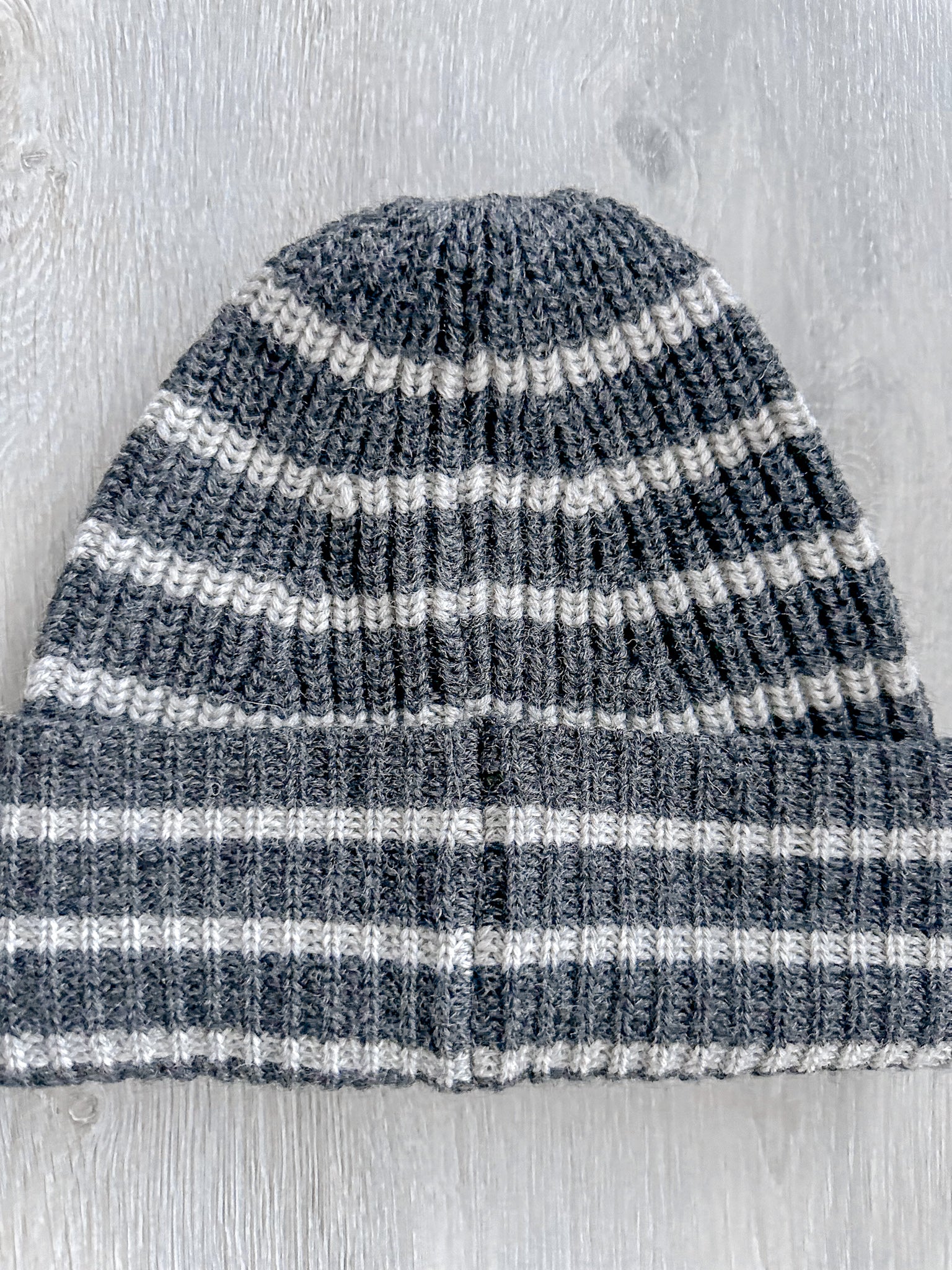 Drake's Grey Striped Lambswool Beanie Hat - House Of Huntington