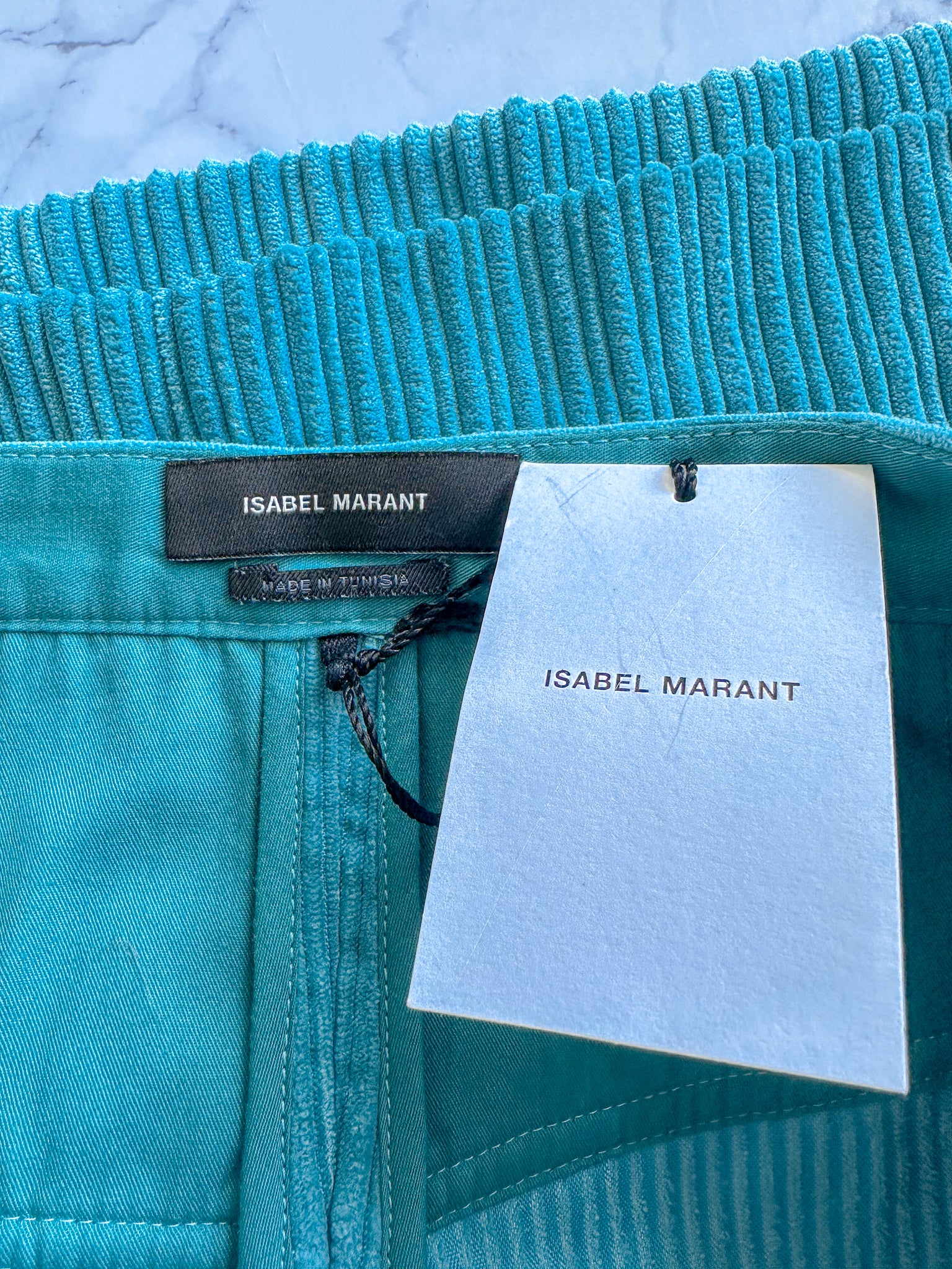 Isabel Marant Melva Corduroy Aqua Turquoise Blue Mini Skirt