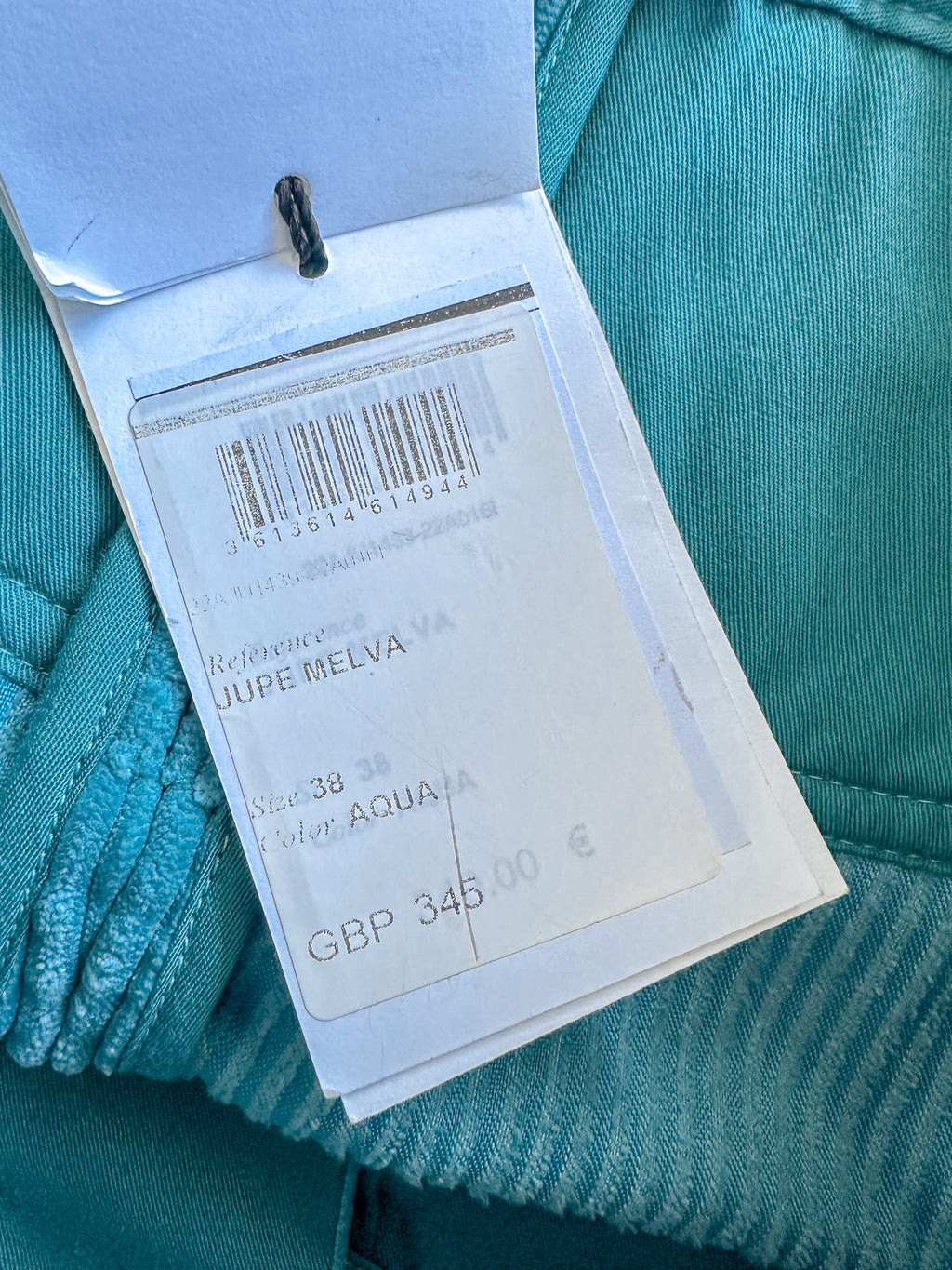 Isabel Marant Melva Corduroy Aqua Turquoise Blue Mini Skirt