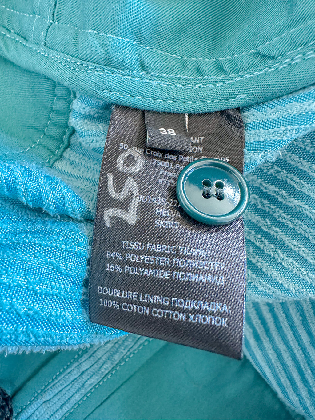 Isabel Marant Melva Corduroy Aqua Turquoise Blue Mini Skirt