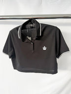 Dolce & Gabbana Black Collared Polo Crop Shirt