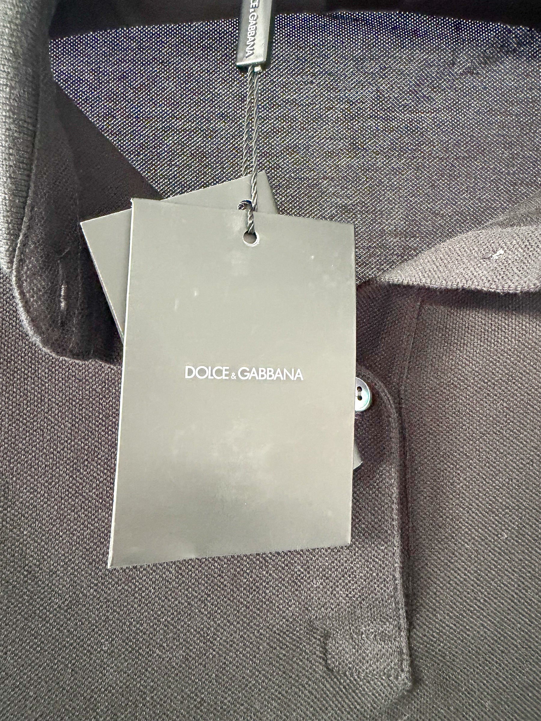 Dolce & Gabbana Black Collared Polo Crop Shirt