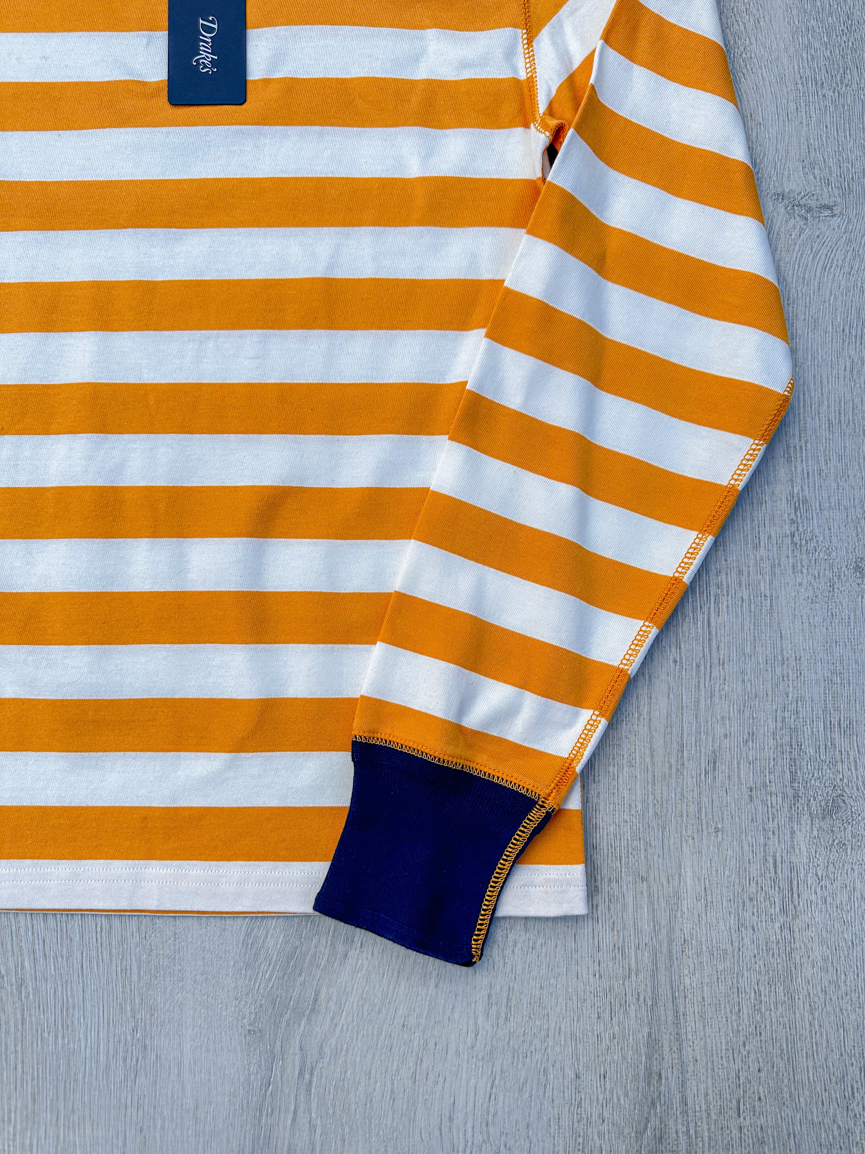 Drake's Mustard Striped Long Sleeve Hiking Tee Shirt - House Of Huntington