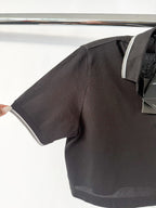 Dolce & Gabbana Black Collared Polo Crop Shirt