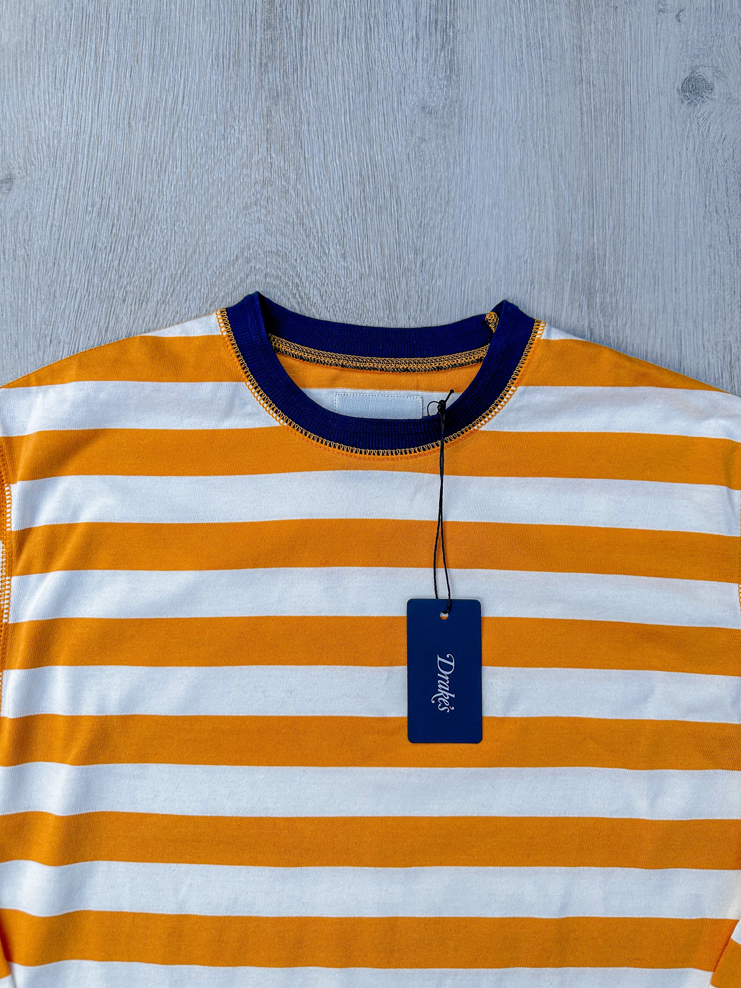 Drake's Mustard Striped Long Sleeve Hiking Tee Shirt - House Of Huntington