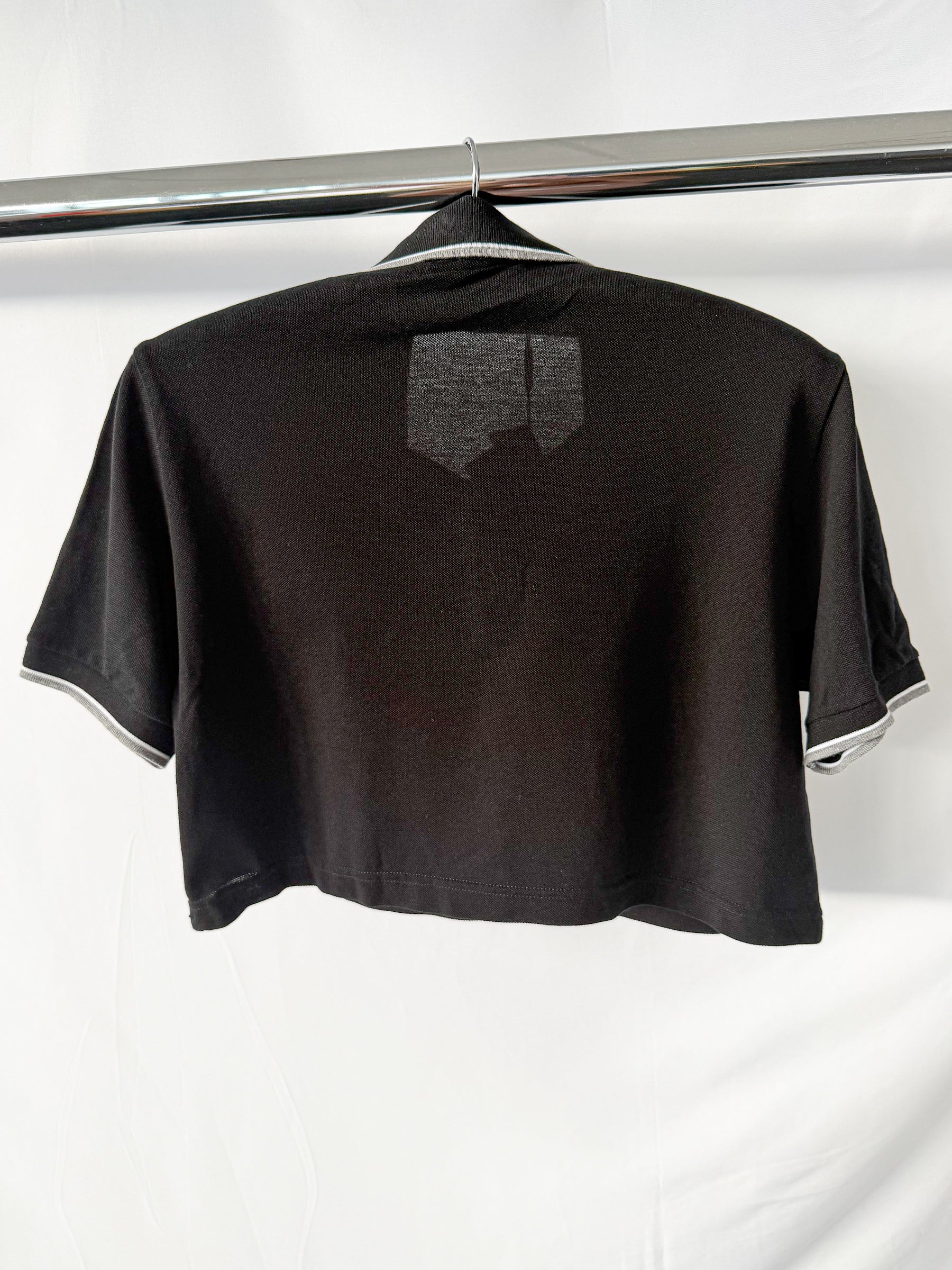 Dolce & Gabbana Black Collared Polo Crop Shirt