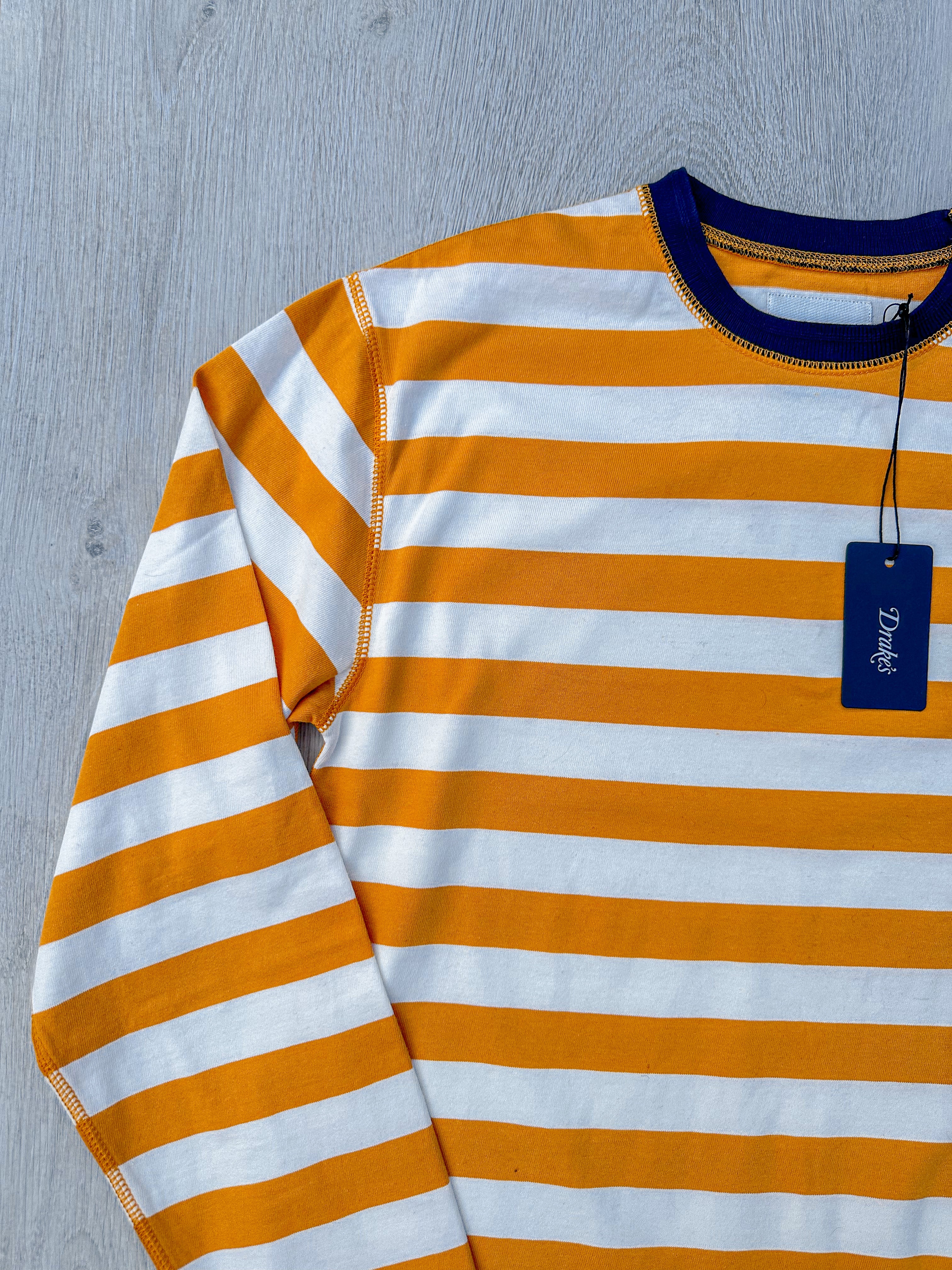 Drake's Mustard Striped Long Sleeve Hiking Tee Shirt - House Of Huntington
