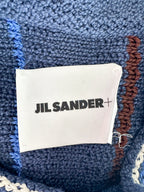 Robe longue rayée en maille crochetée bleu marine Jil Sander