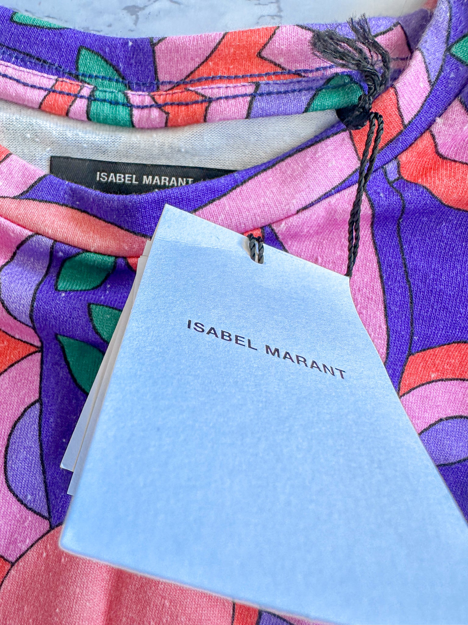 Isabel Marant Zinalia Pink Graphic Abstract Print Cotton Crop Top