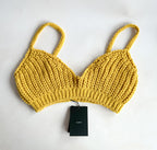 Alanui Pucon Ribbed Wool-Blend Golden Yellow Bralette Top