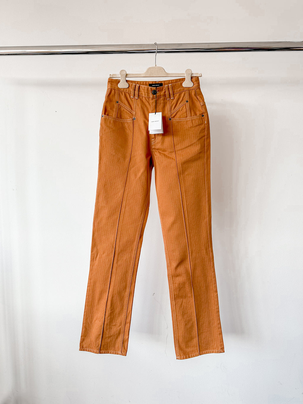 Isabel Marant Lirokae Tan Straight Leg Pants Trousers