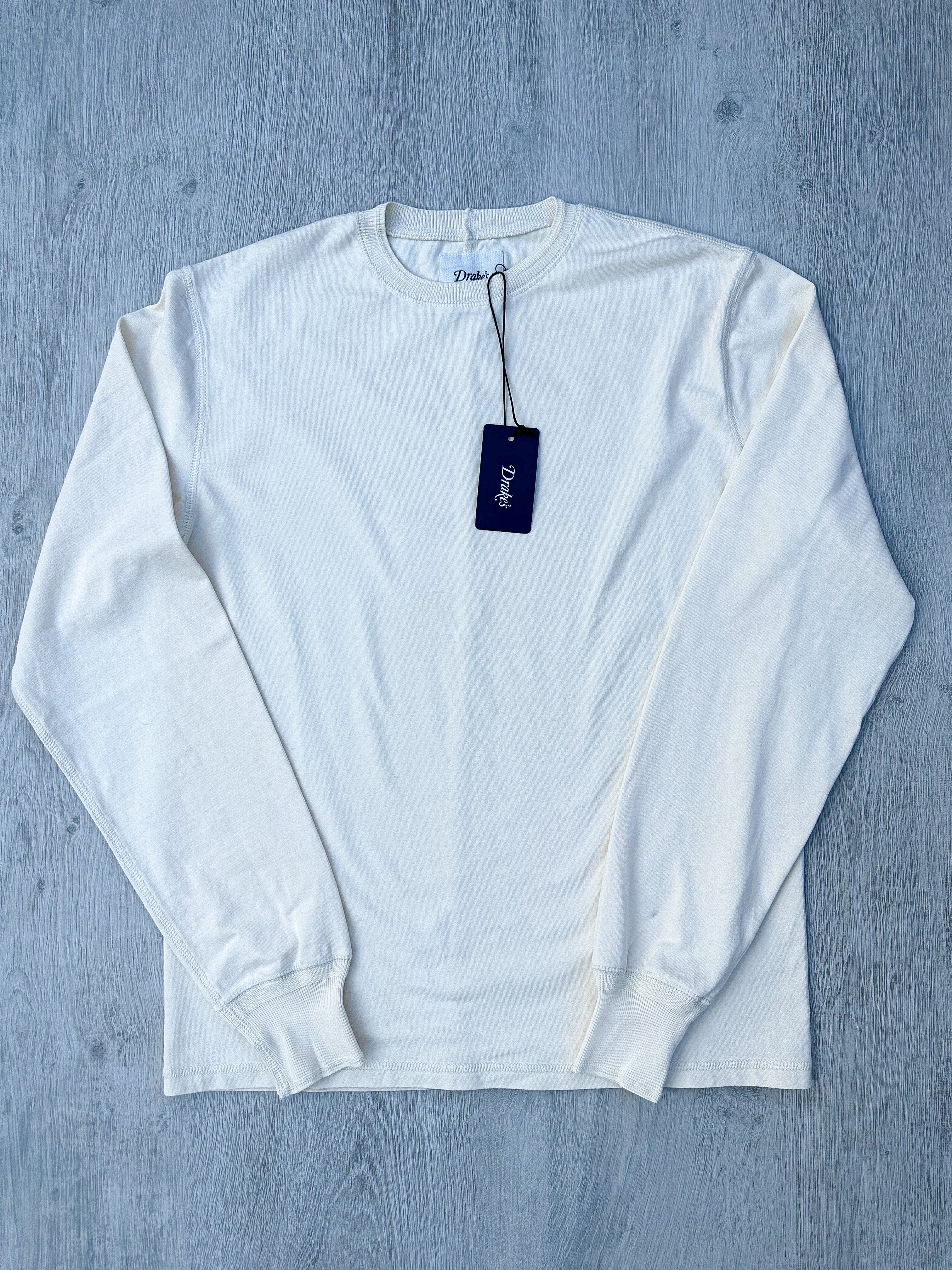 Drake's Ecru Long Sleeve Hiking Tee Shirt - House Of Huntington