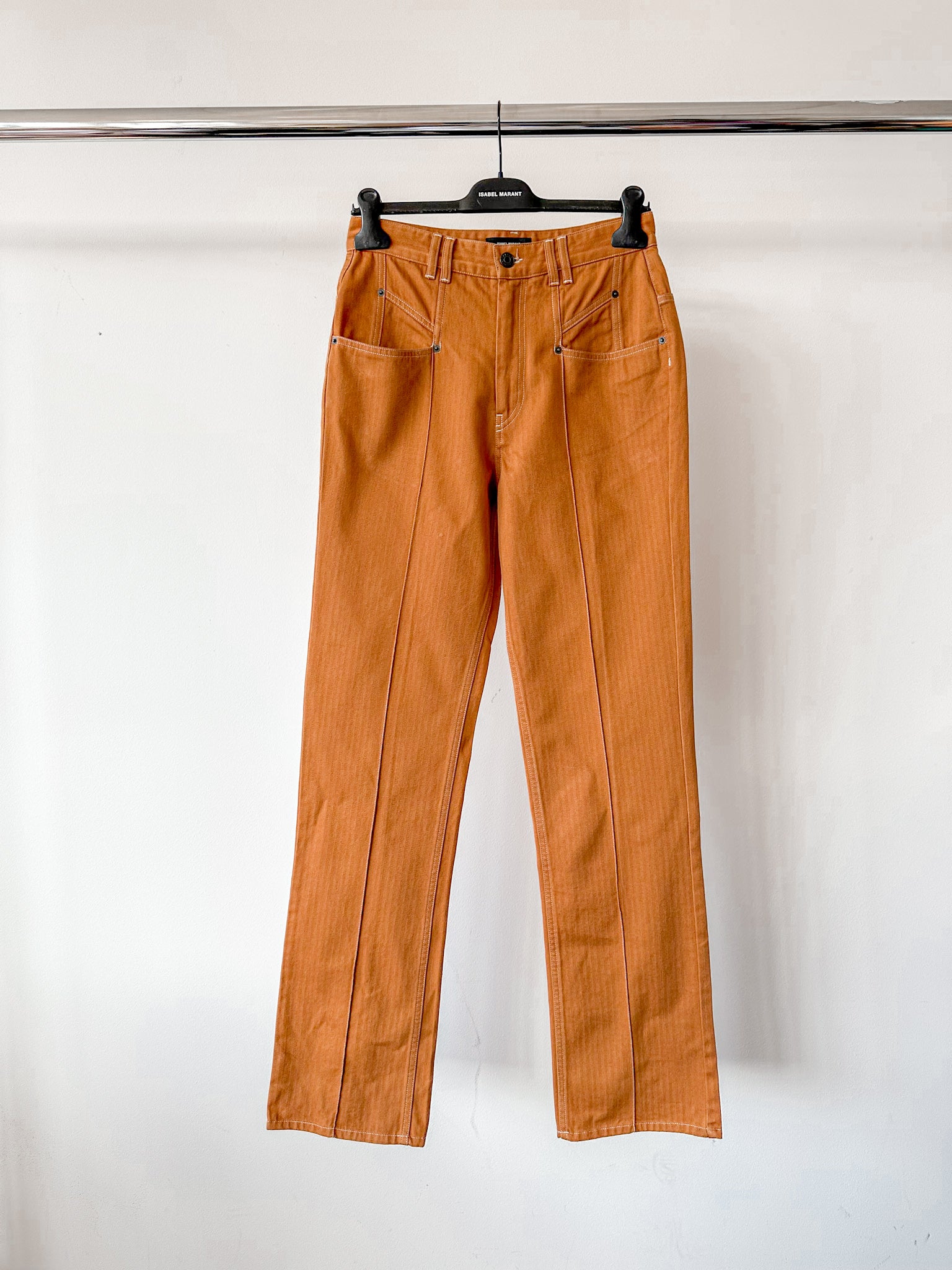 Isabel Marant Lirokae Tan Straight Leg Pants Trousers