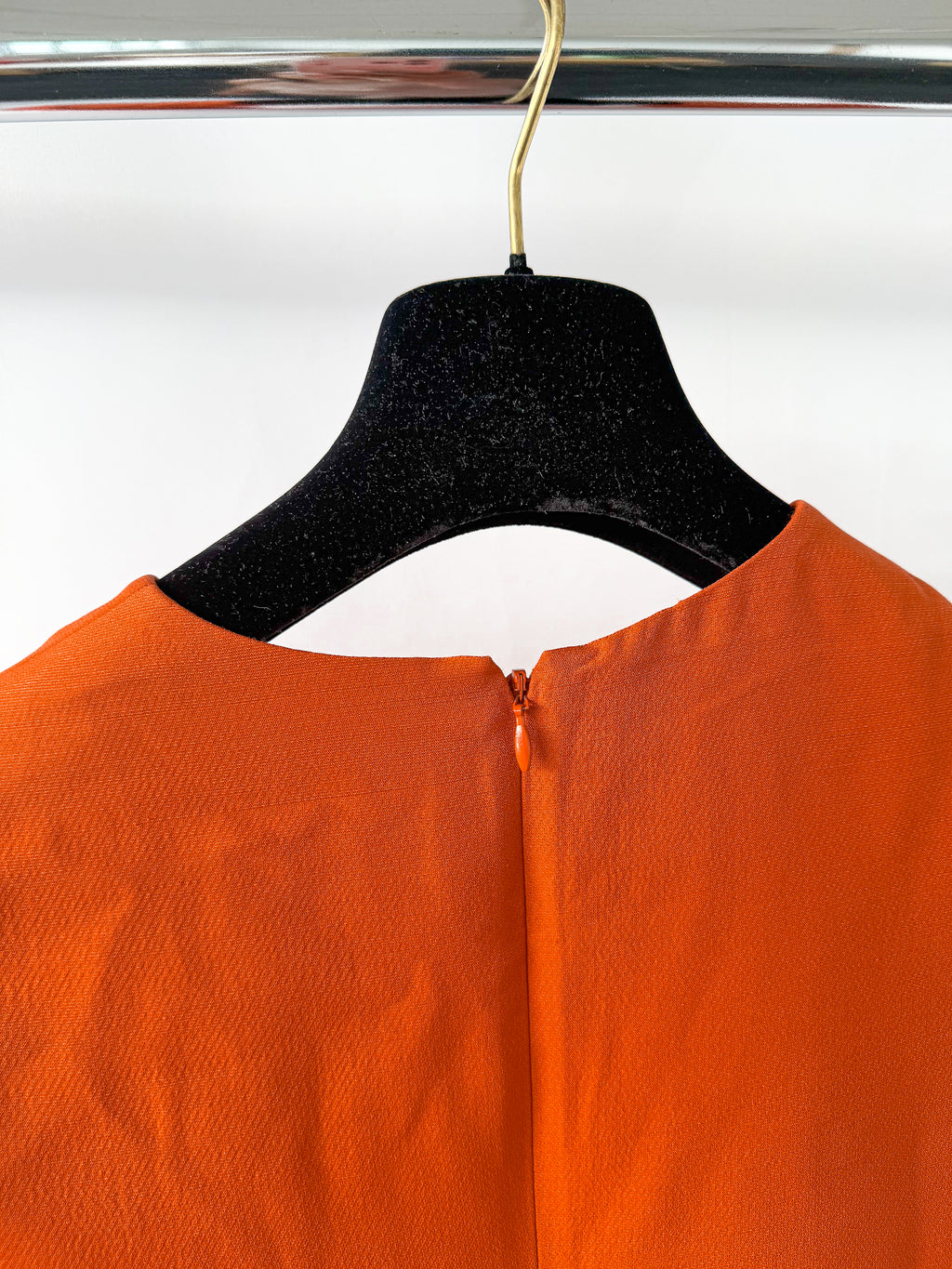 Valentino Garavani V-Neck Orange A-line Wool Silk Dress (IMPERFECT)