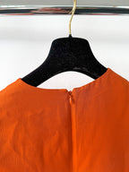 Valentino Garavani V-Neck Orange A-line Wool Silk Dress (IMPERFECT)