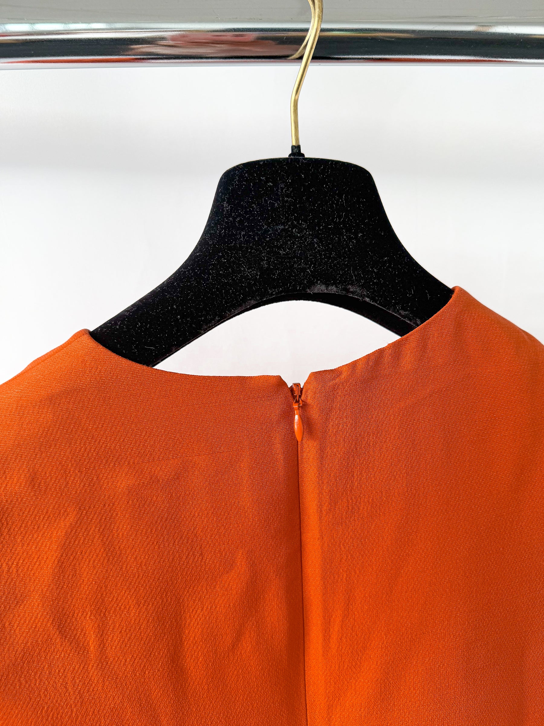 Valentino Garavani V-Neck Orange A-line Wool Silk Dress (IMPERFECT)