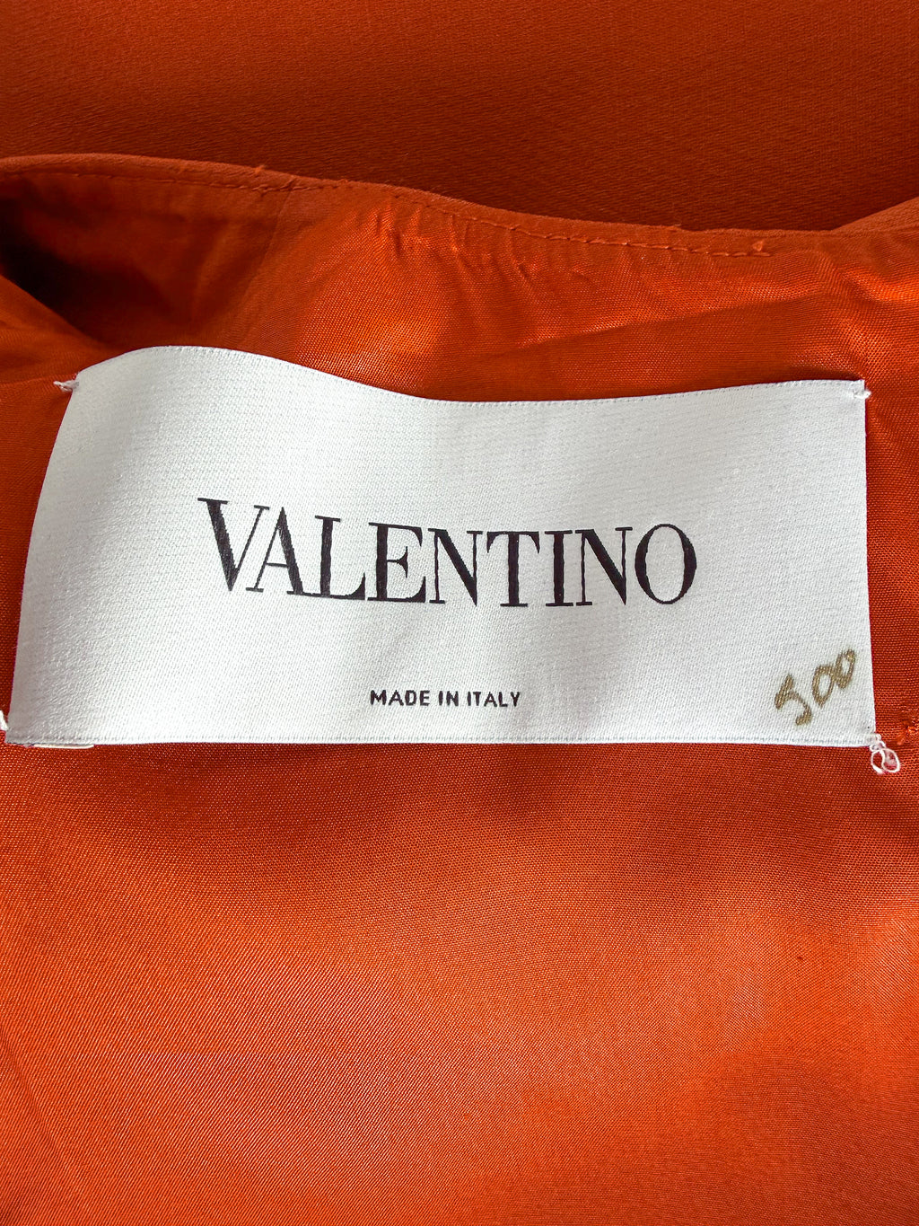 Valentino Garavani V-Neck Orange A-line Wool Silk Dress (IMPERFECT)