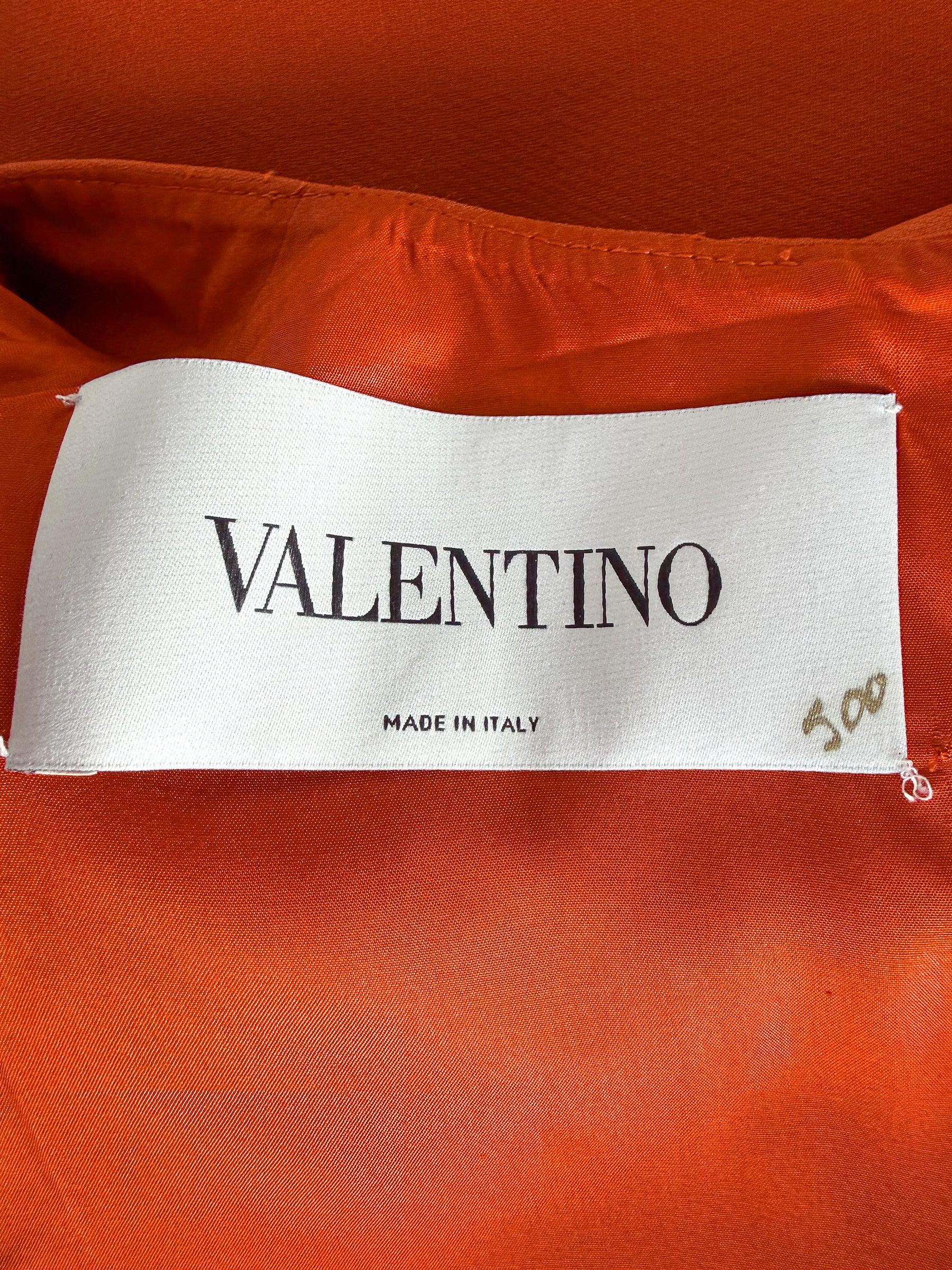 Valentino Garavani V-Neck Orange A-line Wool Silk Dress (IMPERFECT)