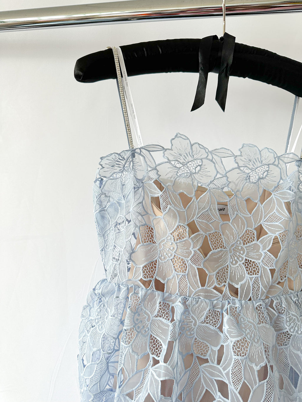 Self-Portrait Light Blue Organza Guipure Lace Midi Dress