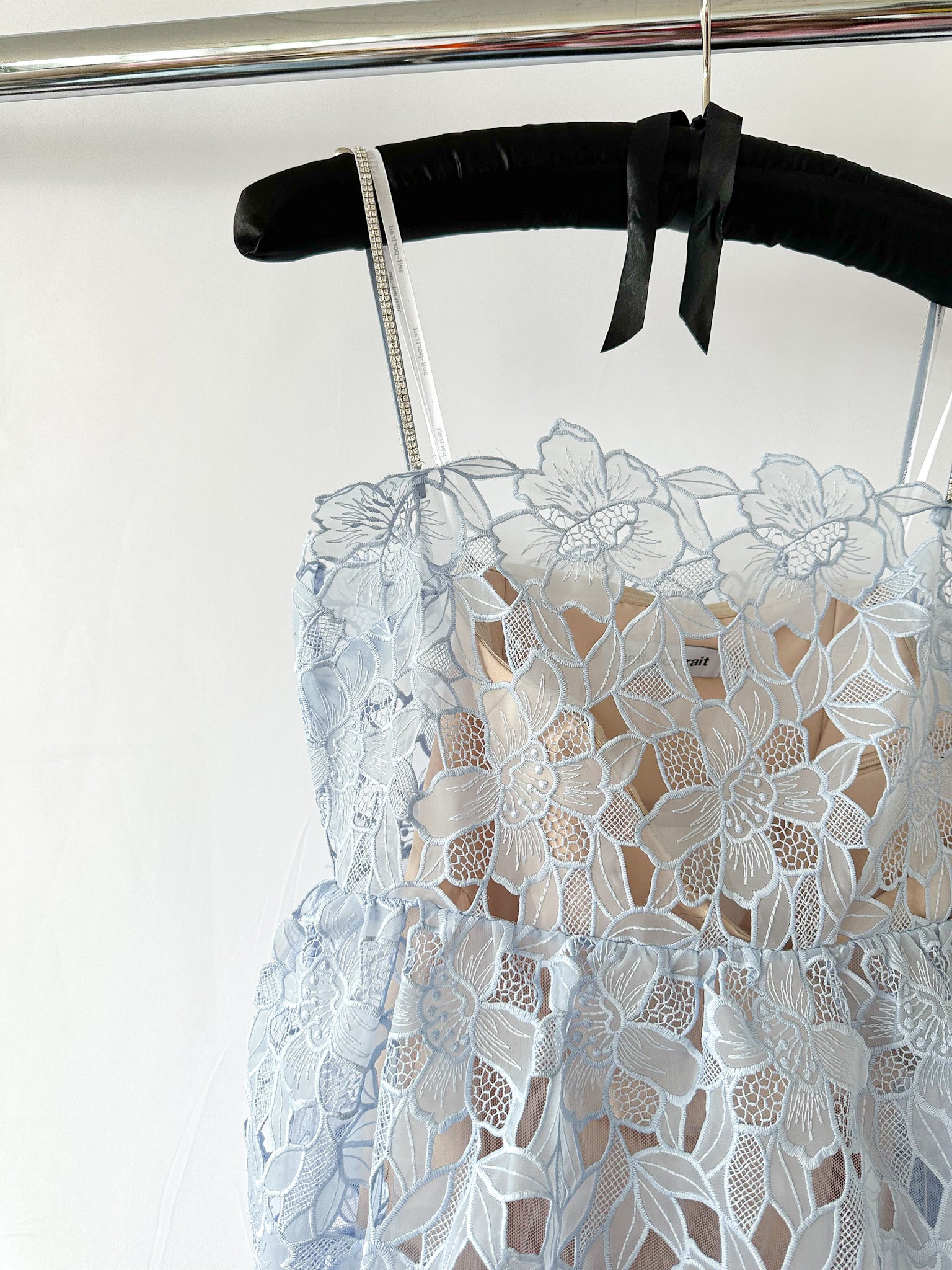 Self-Portrait Light Blue Organza Guipure Lace Midi Dress