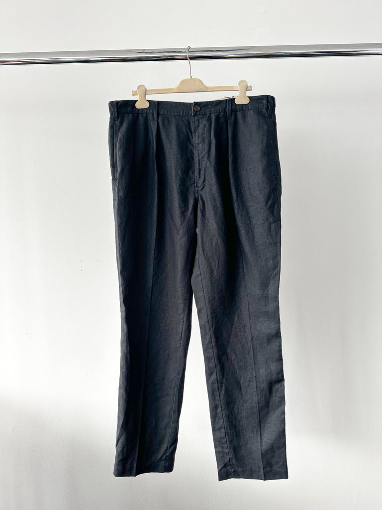 Drake's Black Linen Games Dinner Trousers - House Of Huntington