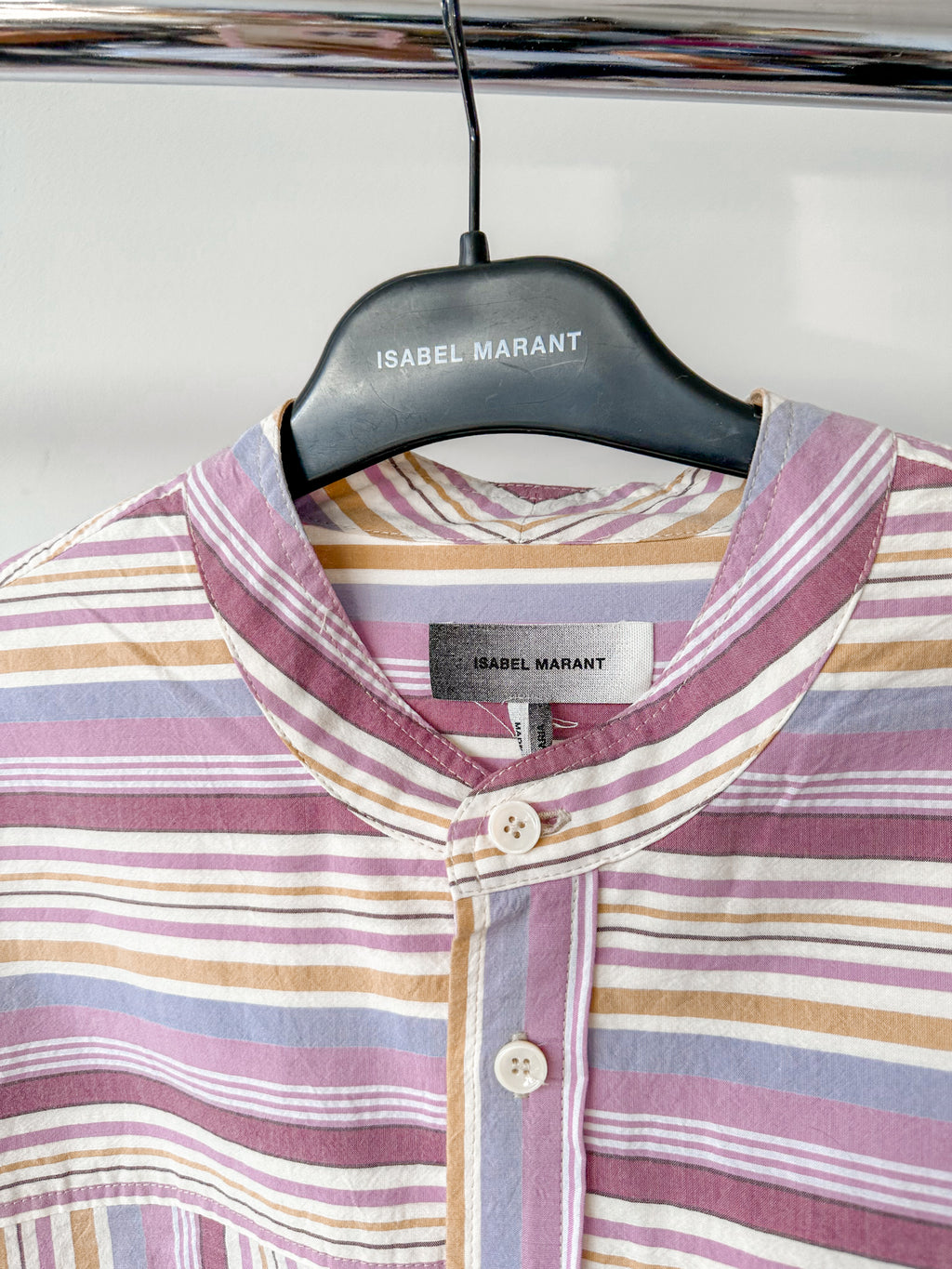 Isabel Marant Herren Taylori Hemd aus gestreifter Baumwollpopeline mit Grandad-Kragen