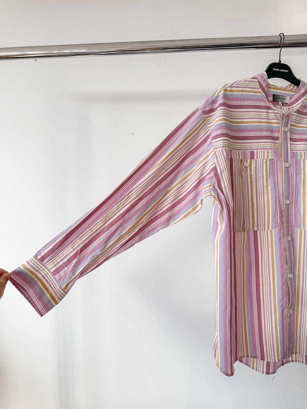 Isabel Marant Herren Taylori Hemd aus gestreifter Baumwollpopeline mit Grandad-Kragen